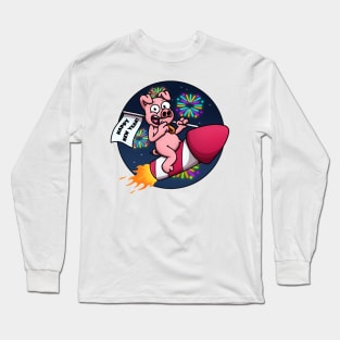 Pig On Firework With New Year Sign Long Sleeve T-Shirt